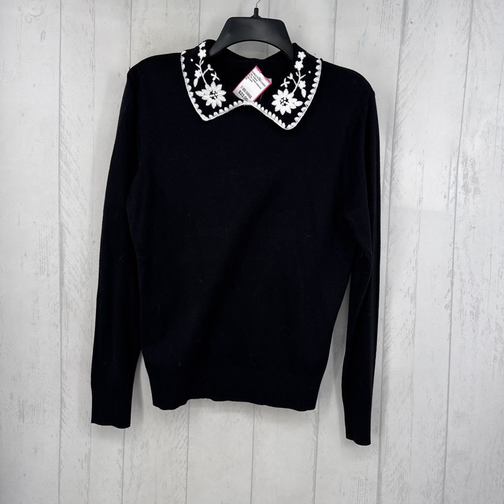 M flo embroidered collar sweater