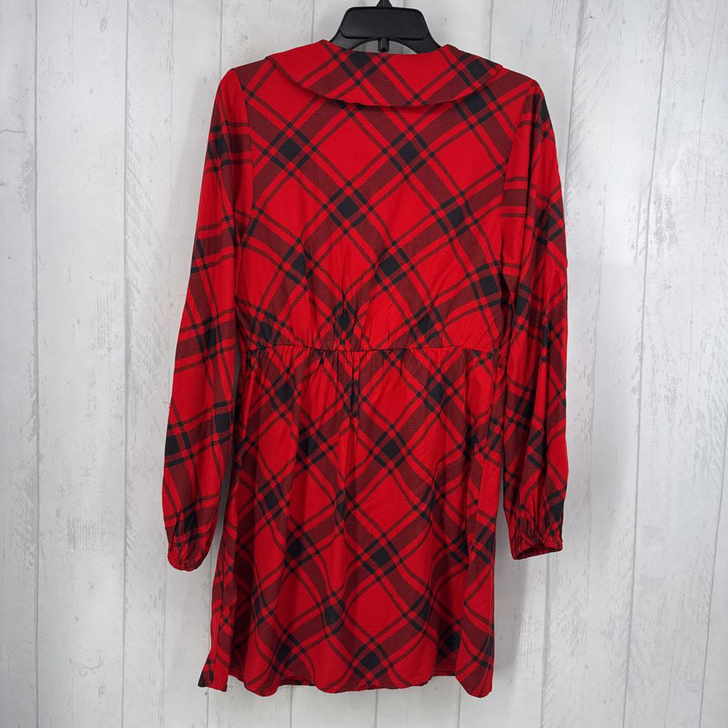 M plaid l/s dress