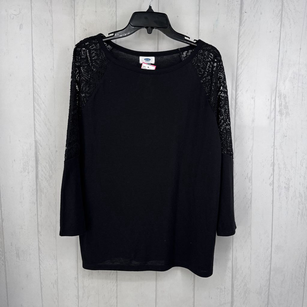 L lace slv top l/s