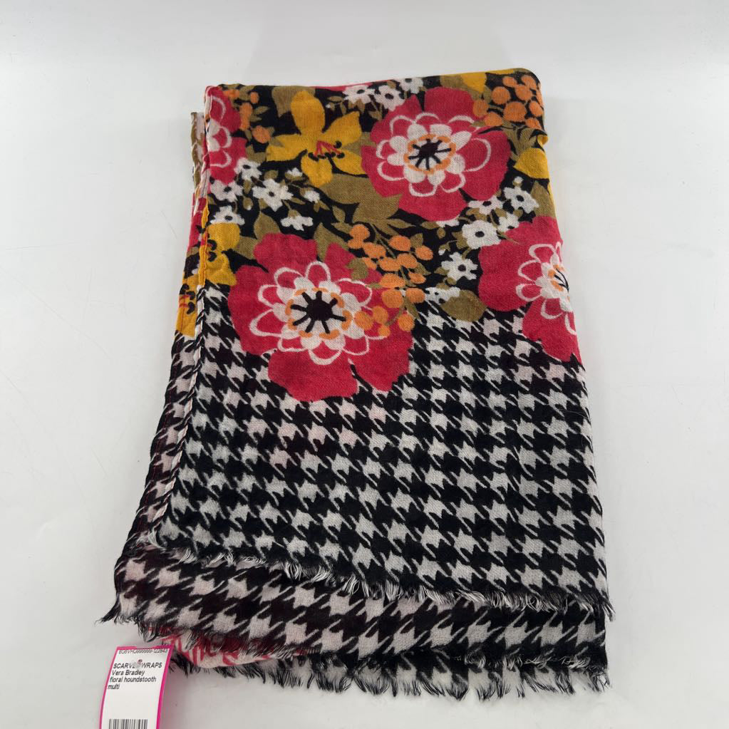 floral houndstooth print scarf