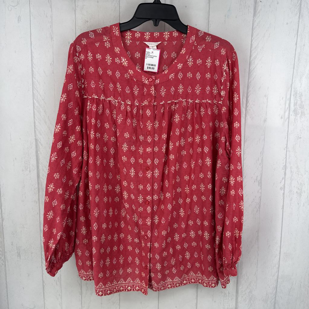 2X printed button down l/s top