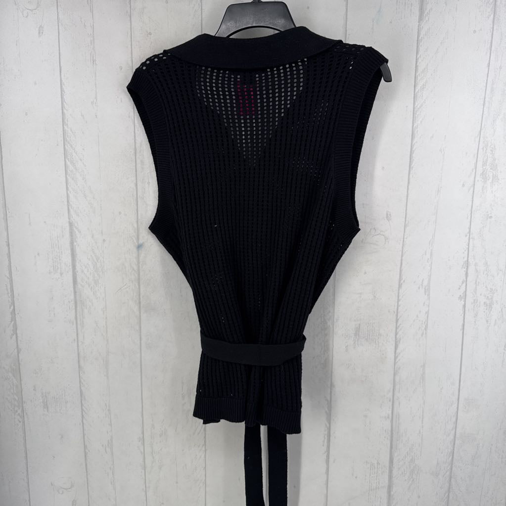 XXL crochet button front belted vest