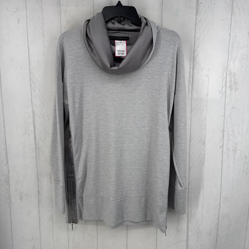 S zip side cowl neck pullover