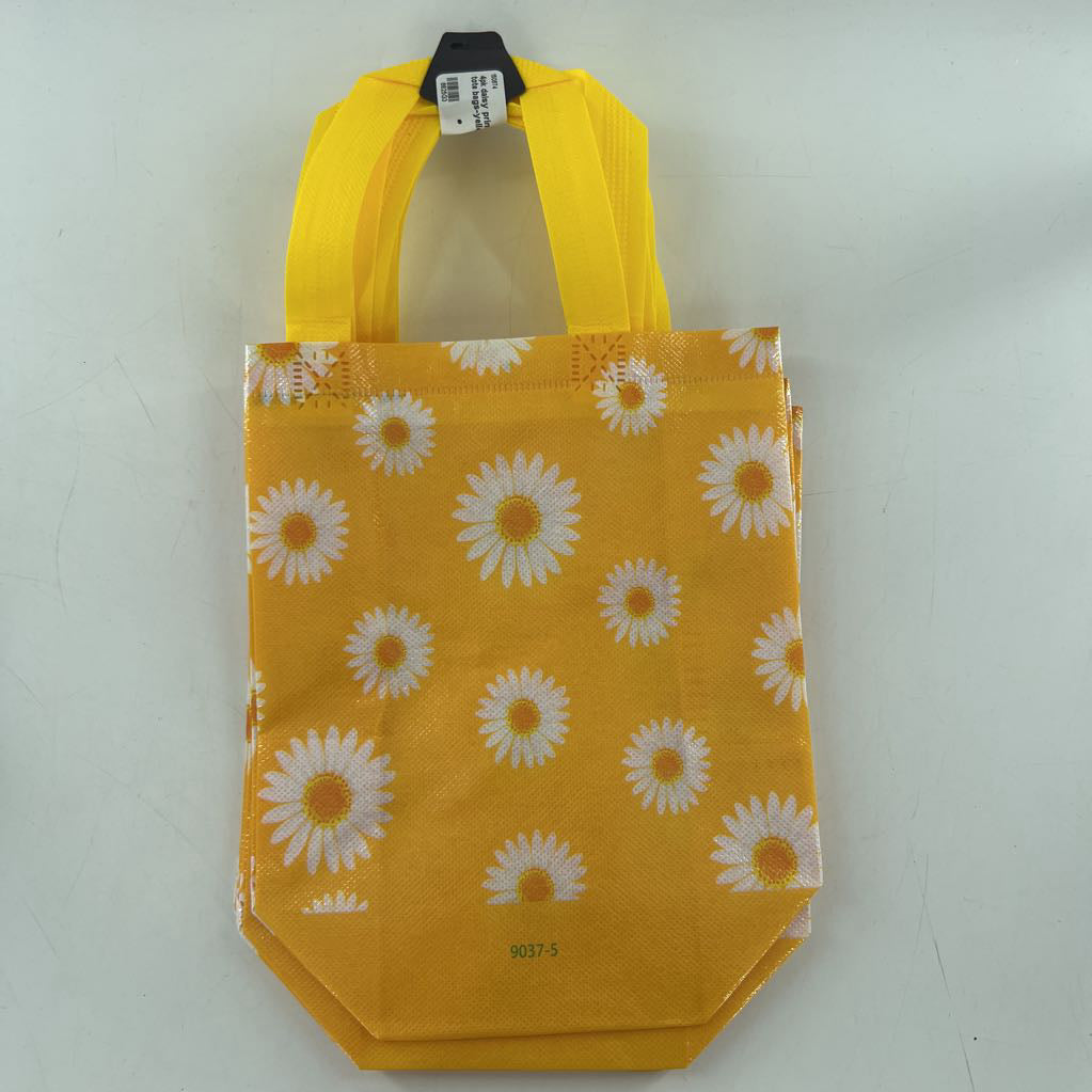 4pk daisy print small tote bags-yellow