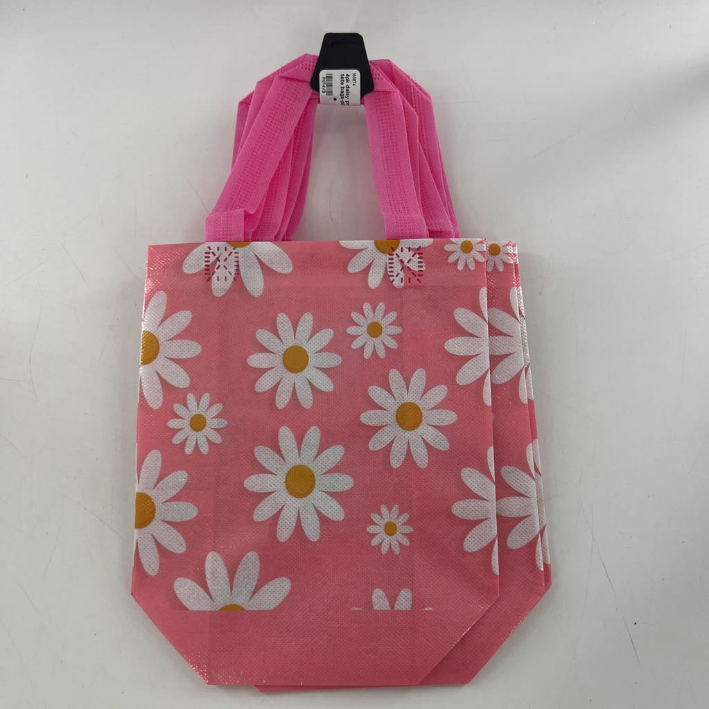 4pk daisy print small tote bags-pink