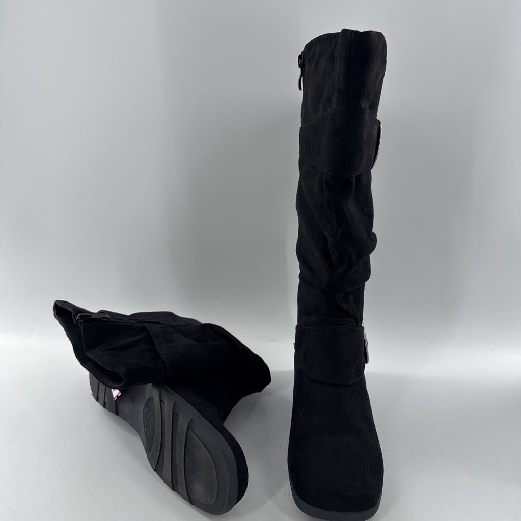 10 faux suede tall black boot