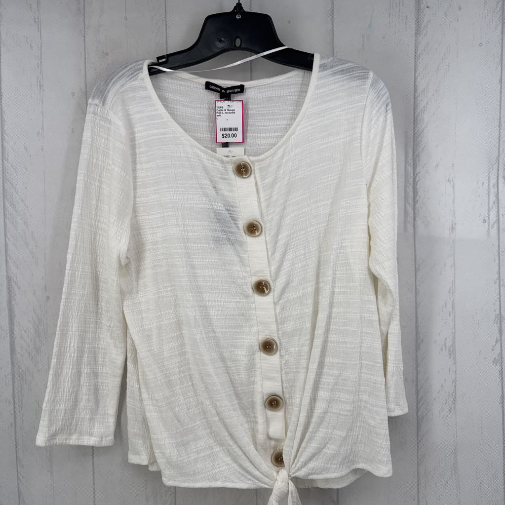 R50 L textured button down 3/4 slv top