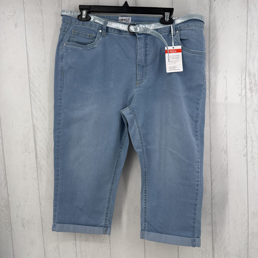 14 belted denim capris