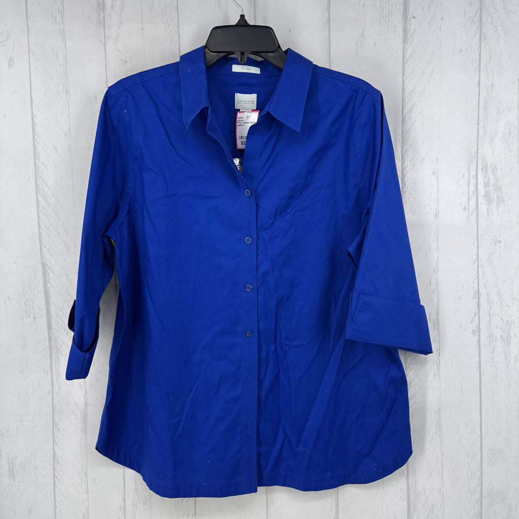 R75 L button down 3/4 slv top