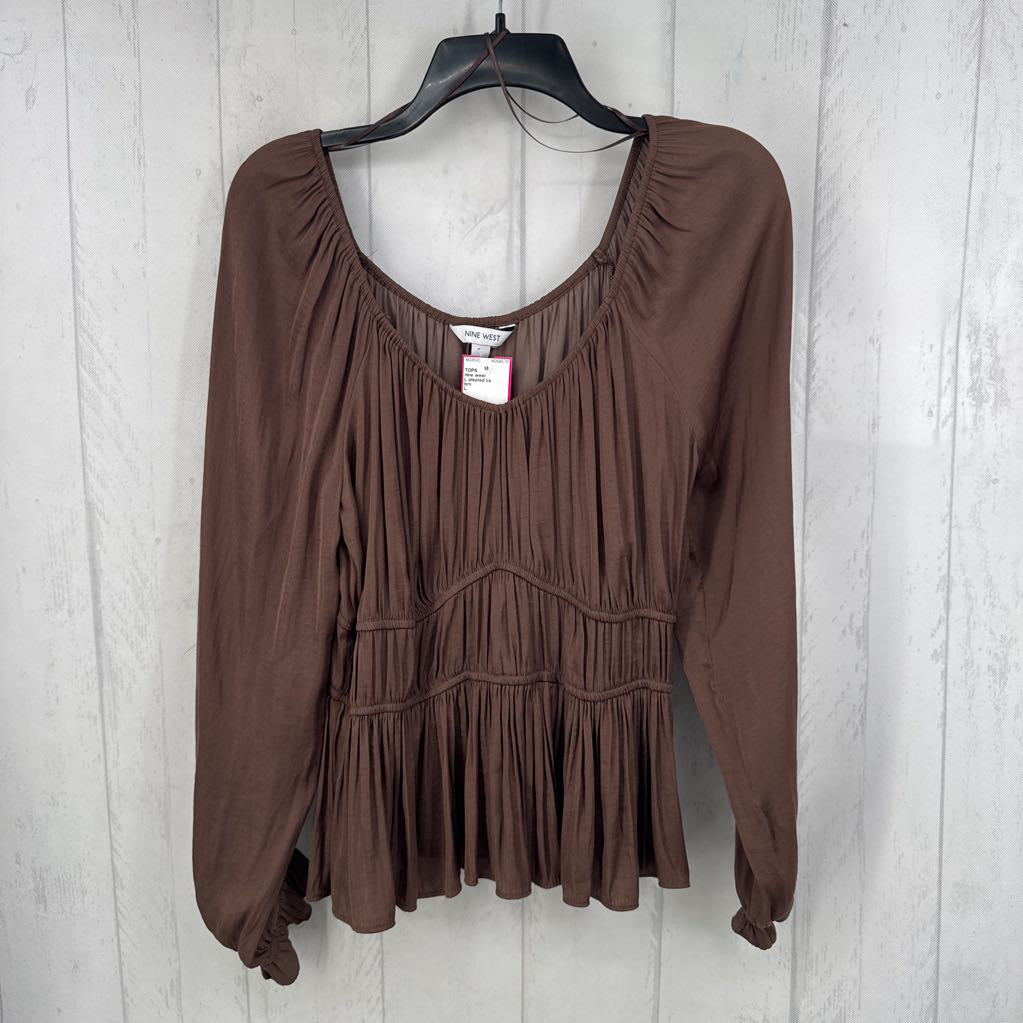 L pleated l/s peplum top