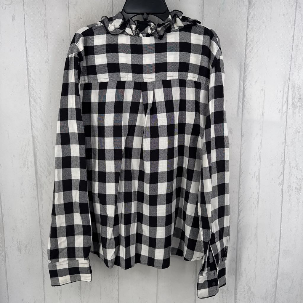 R60 XL buffalo plaid ruffled button down l/s top