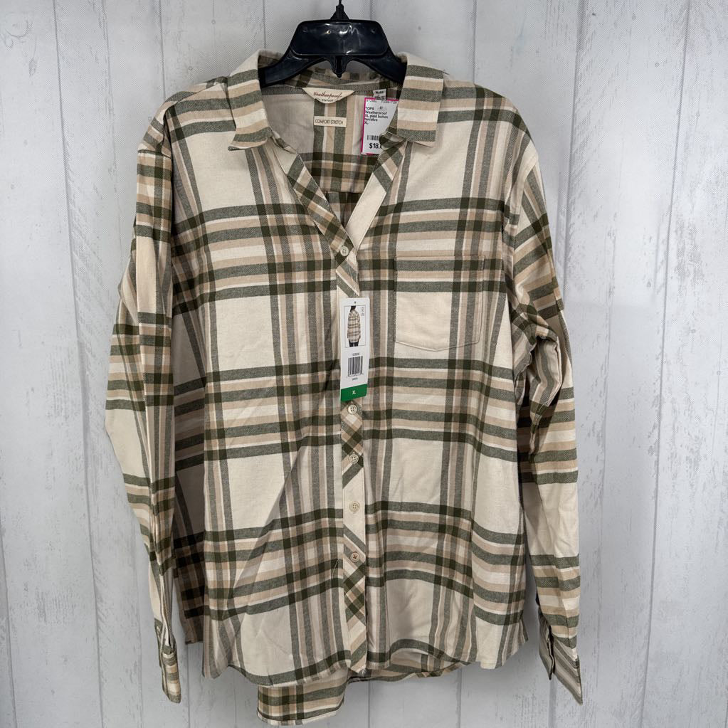 XL plaid button down l/s top