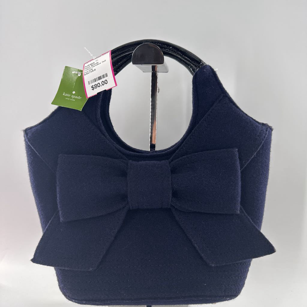 rolled handles felt purse w/ bow accent