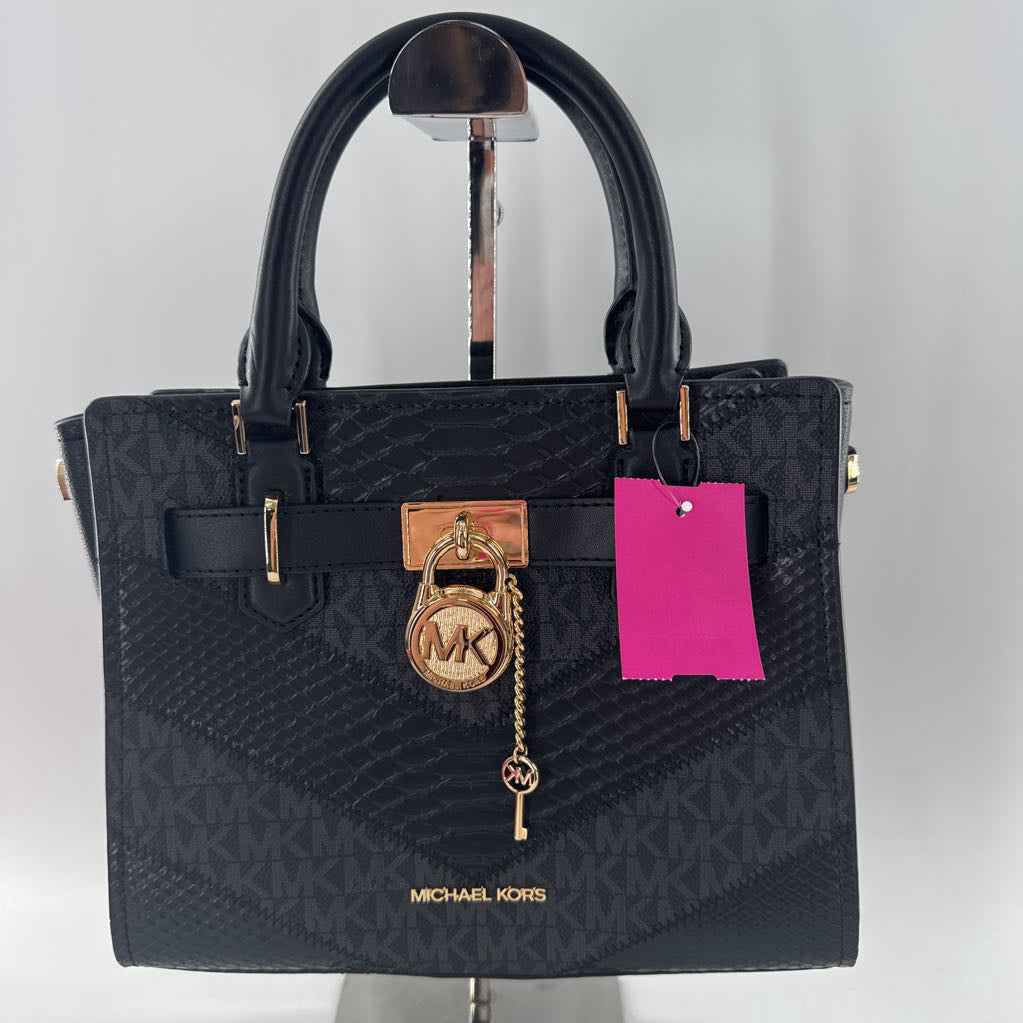 R598 signature logo python embossed satchel
