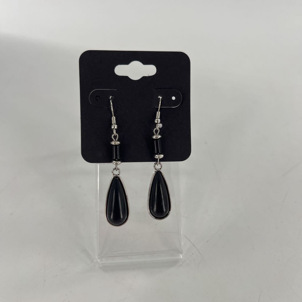 black enamel drop earrings