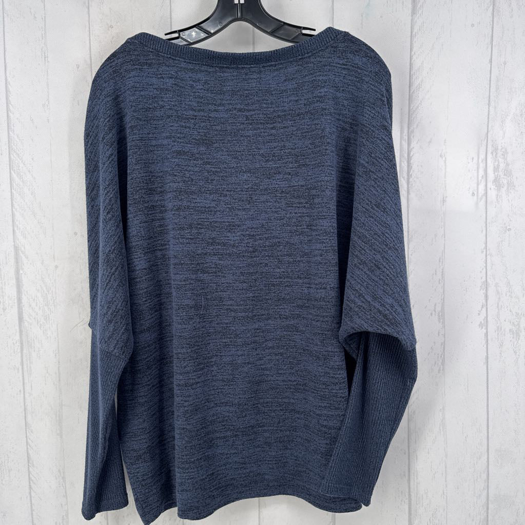 L round neck marled dolman slv top
