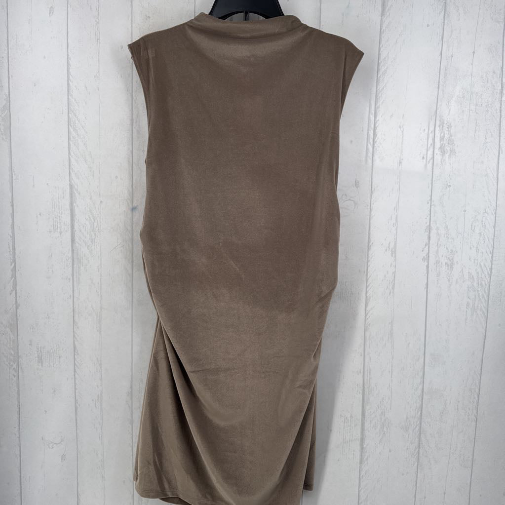 XL velour ruched sides slvls dress