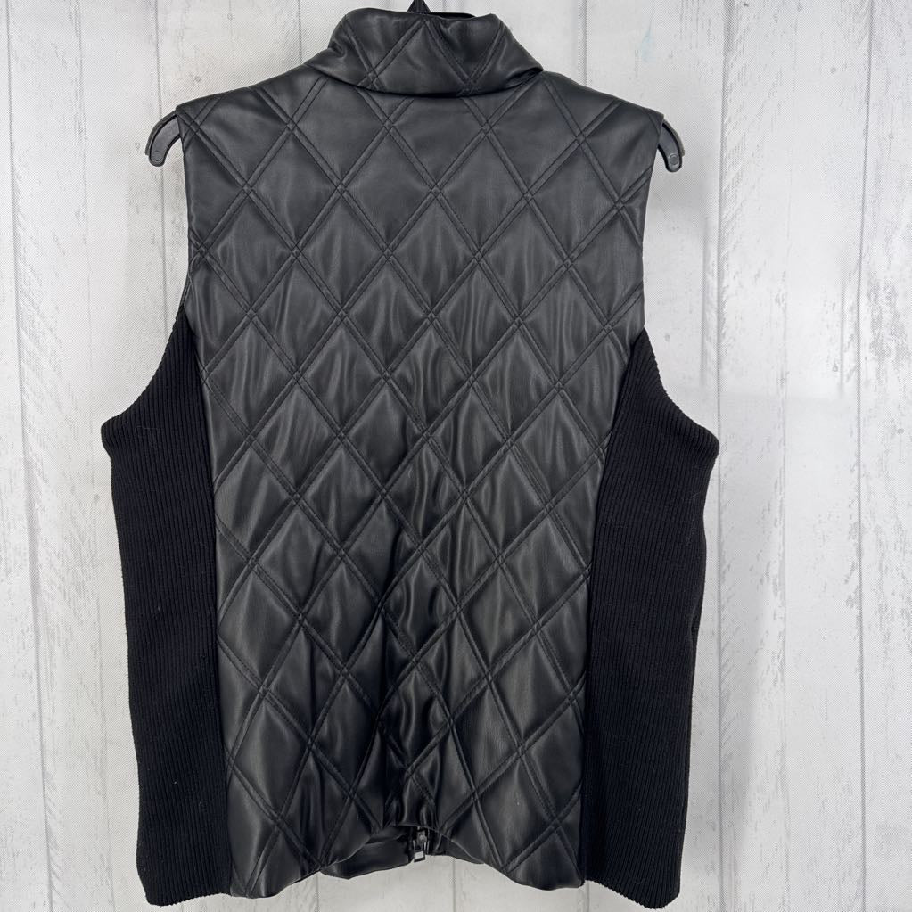 L vegan leather quilted vest