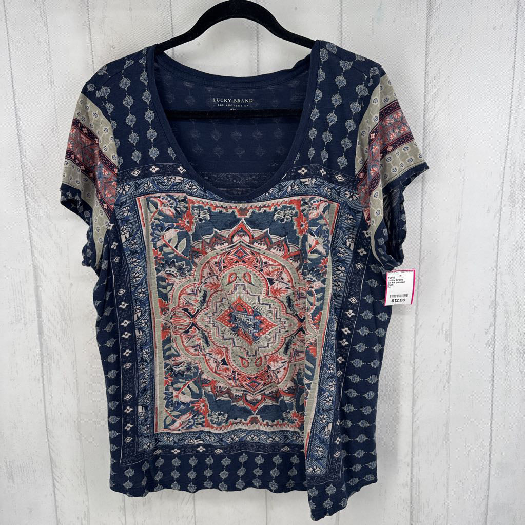 2x s/s persian carpet style graphic print top