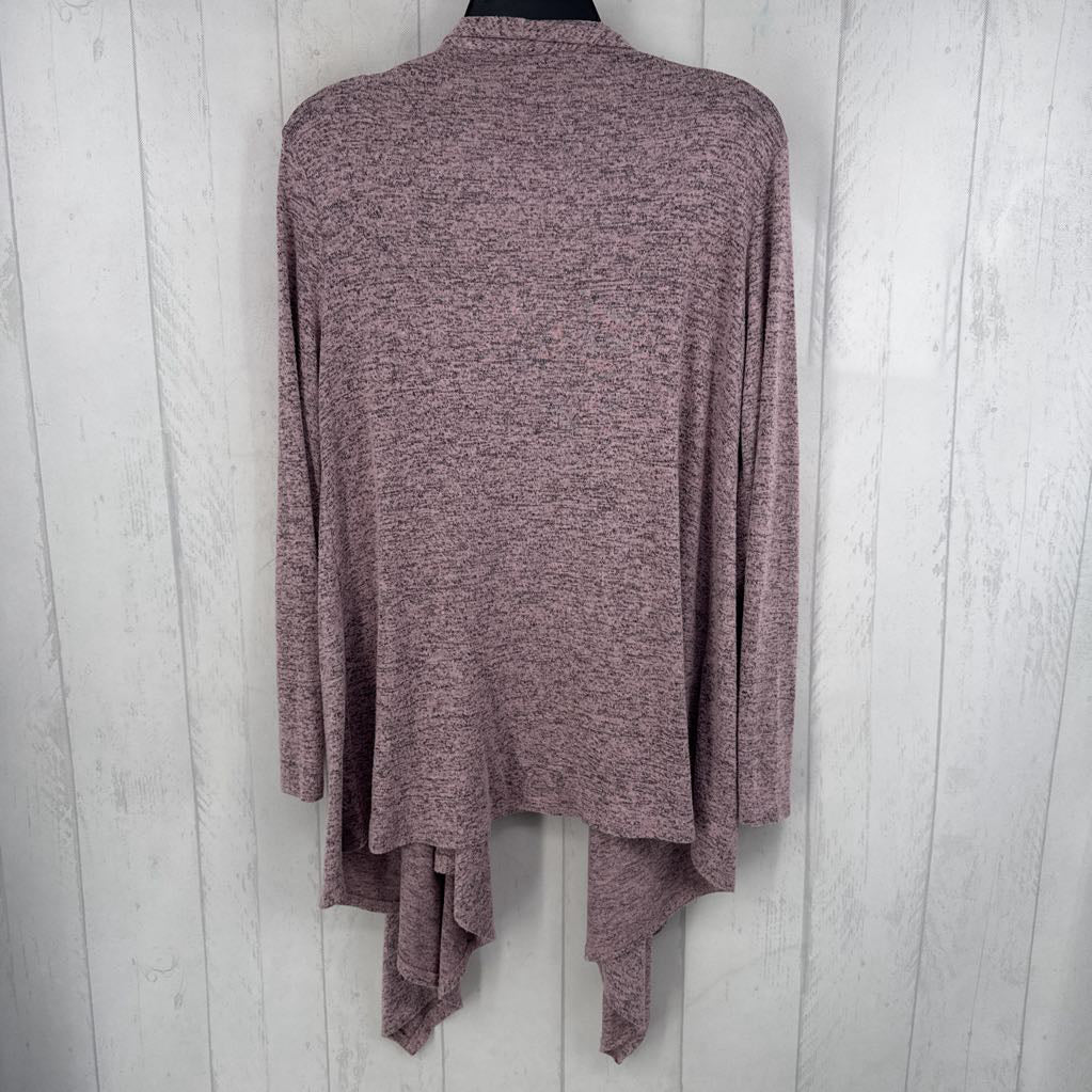 L l/s open marled cardigan