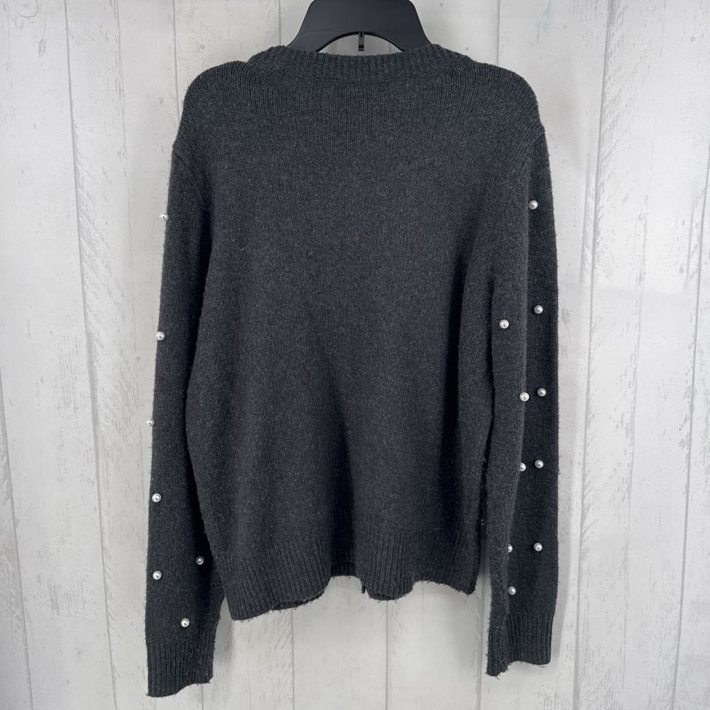 M l/s pearl embellished button cardigan
