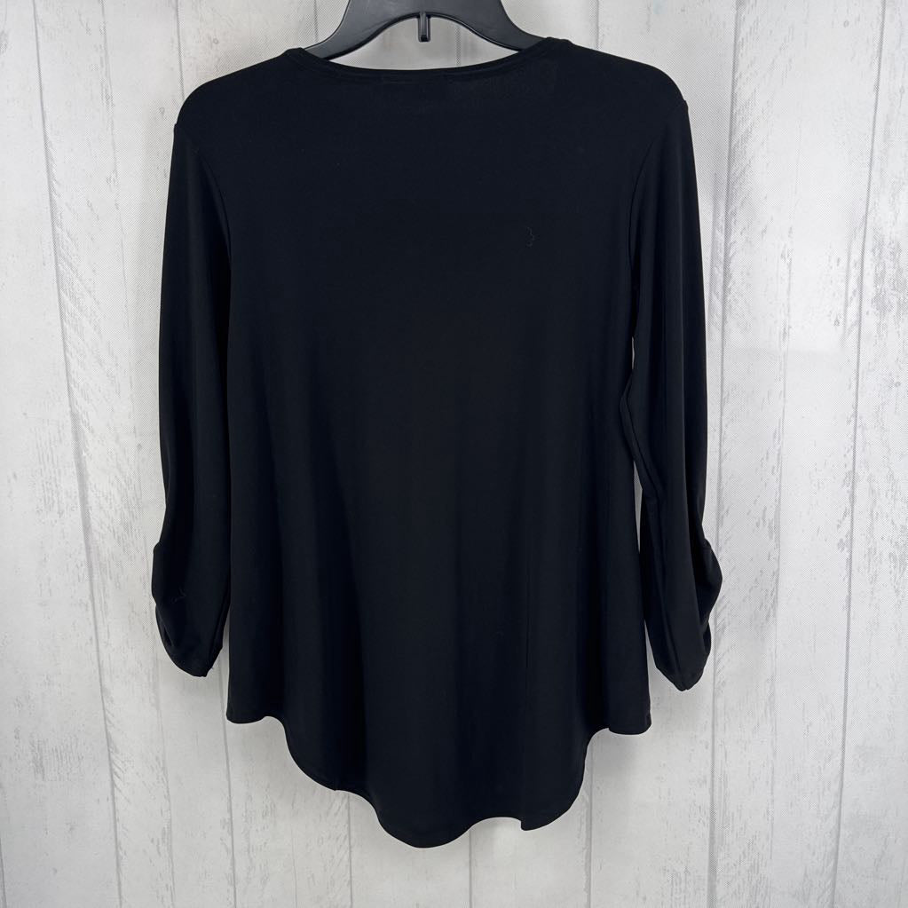 8 tab slv button detail scoop neck top