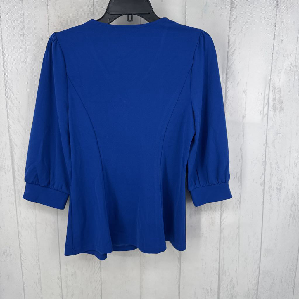 S elbow slv tailored waist pleats button detail top