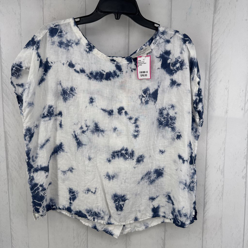 M tie-dye back button top