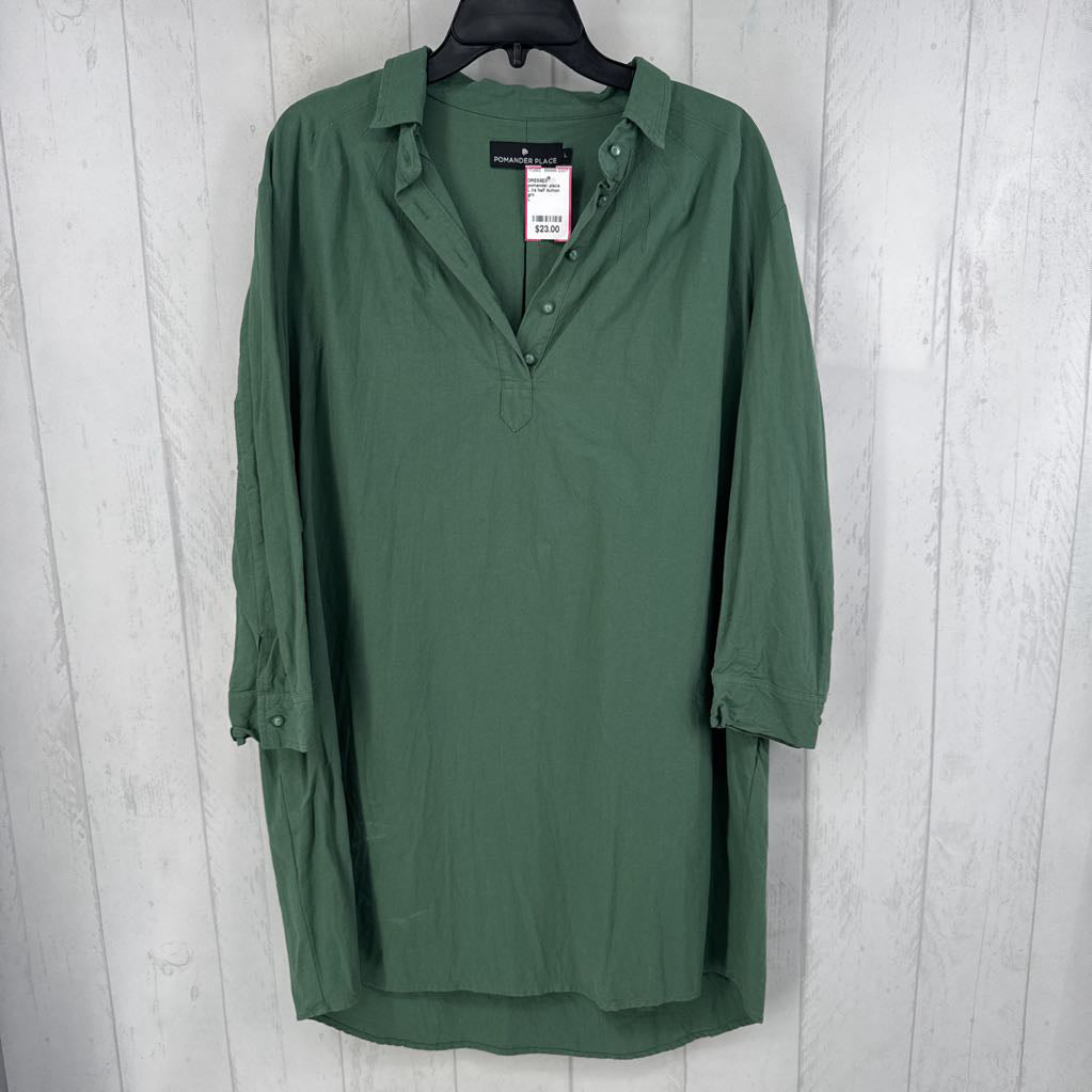 L l/s half button shirt dress