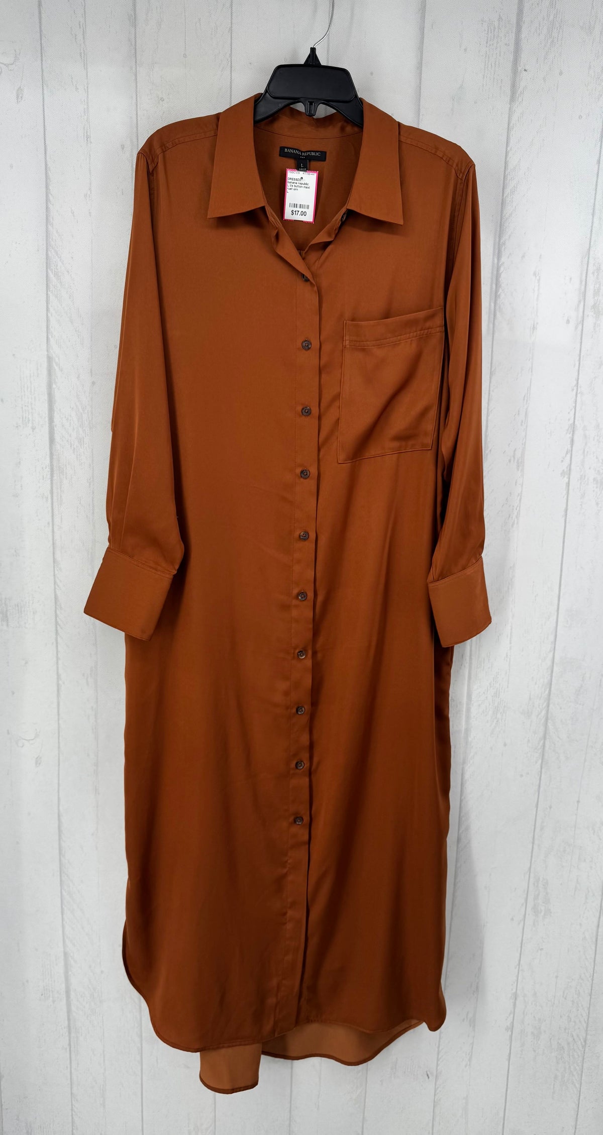 L l/s button maxi shirt dress