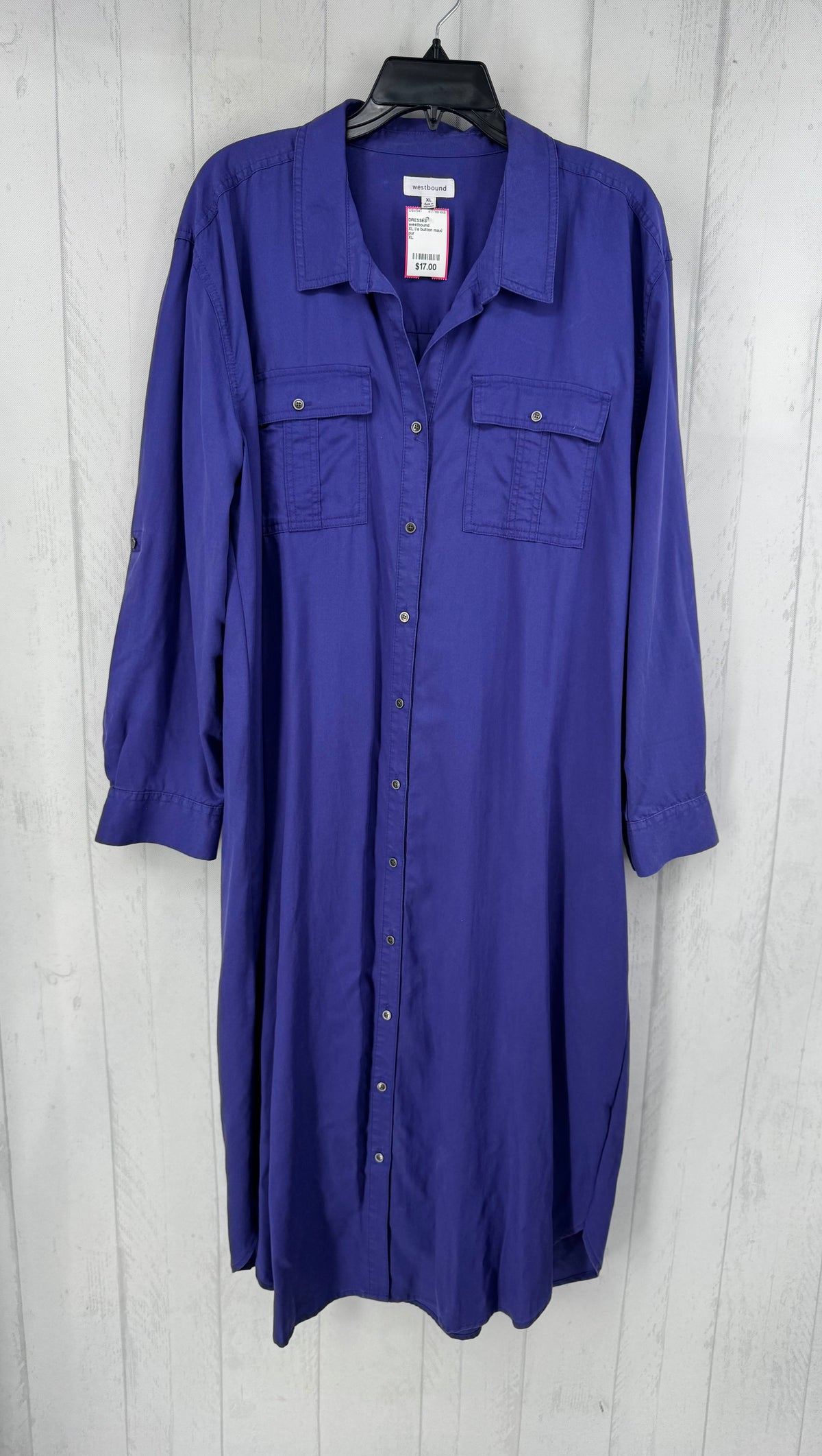 XL l/s button maxi shirt dress
