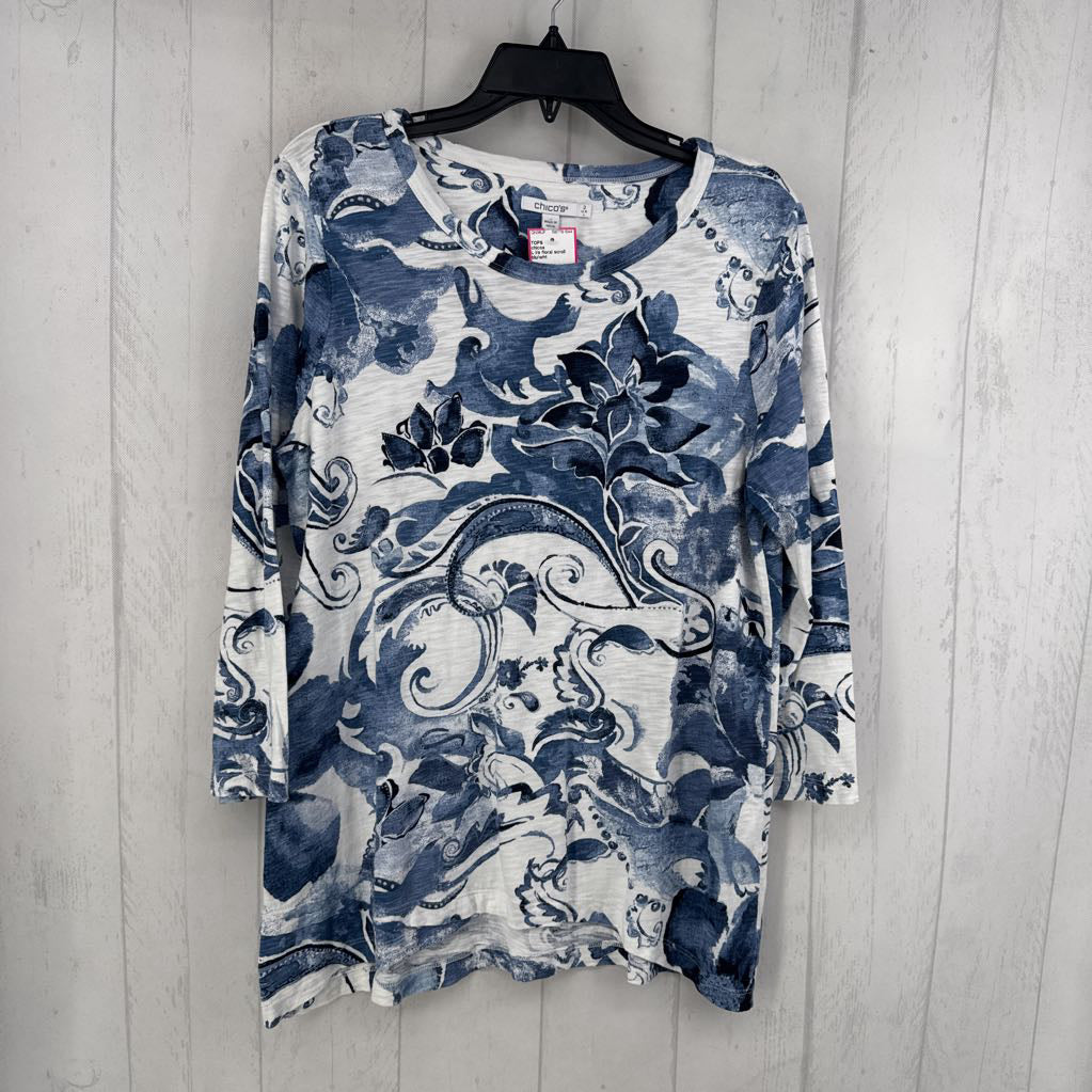 L l/s floral scroll patterrn top