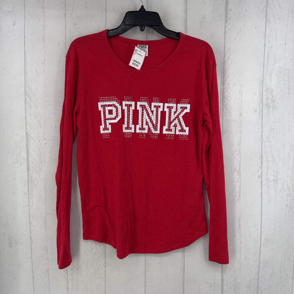 L l/s embellished logo top