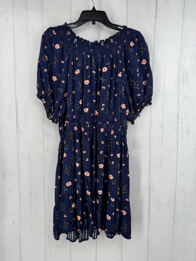 L s/s floral smocked dress