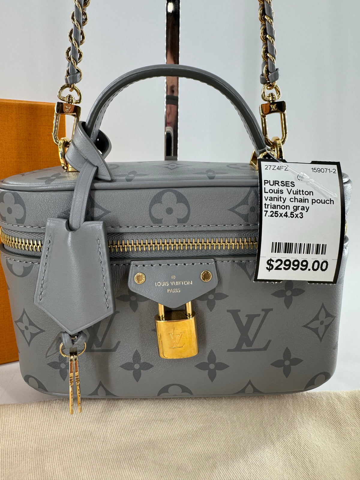 vanity chain pouch reverse monogram satchel w/ box