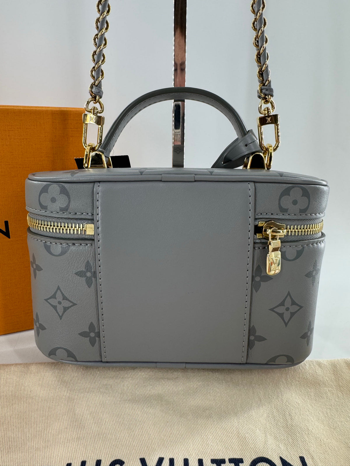 vanity chain pouch reverse monogram satchel w/ box