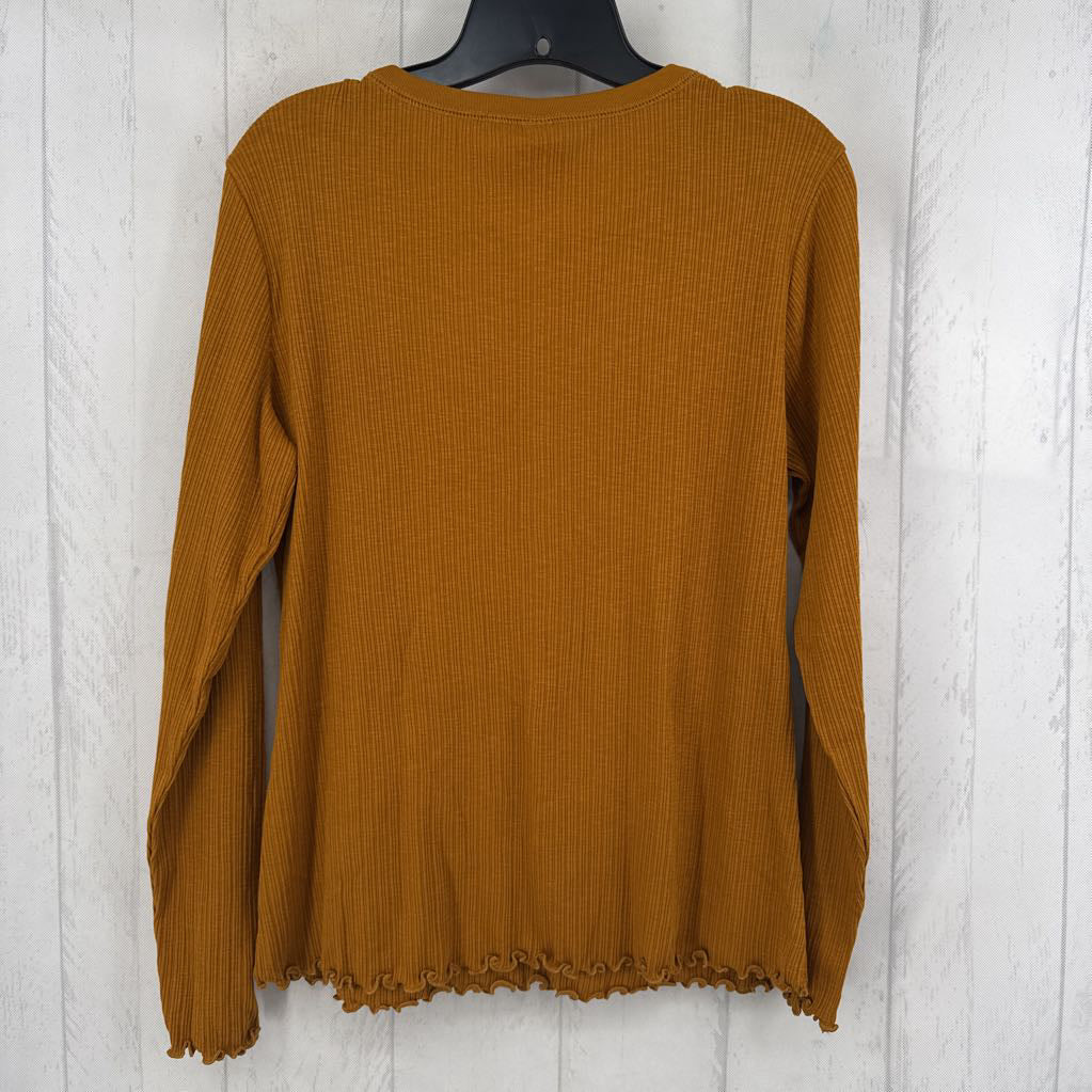 L ribbed 1/2 button down l/s top