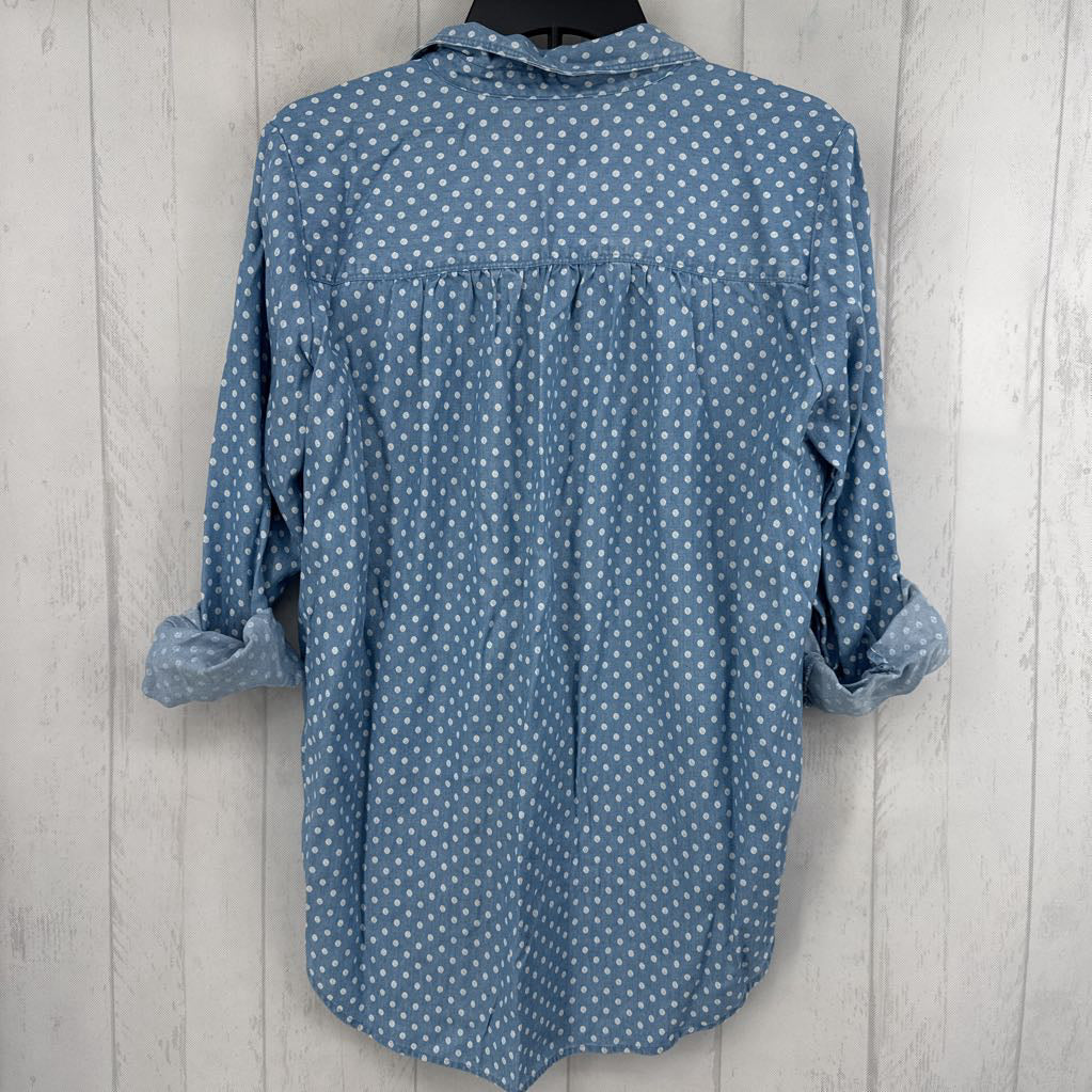 M denim polka-dot button down l/s top