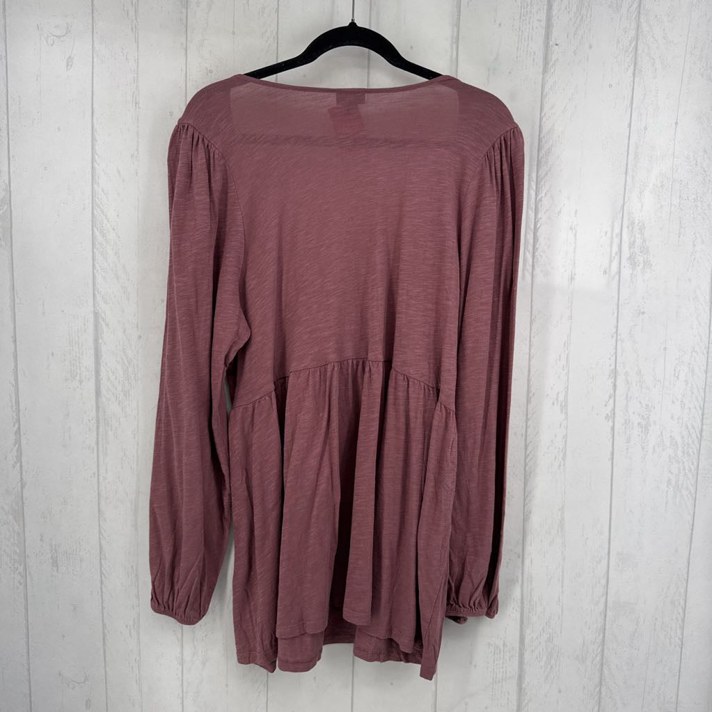 3X smocked peplum l/s top