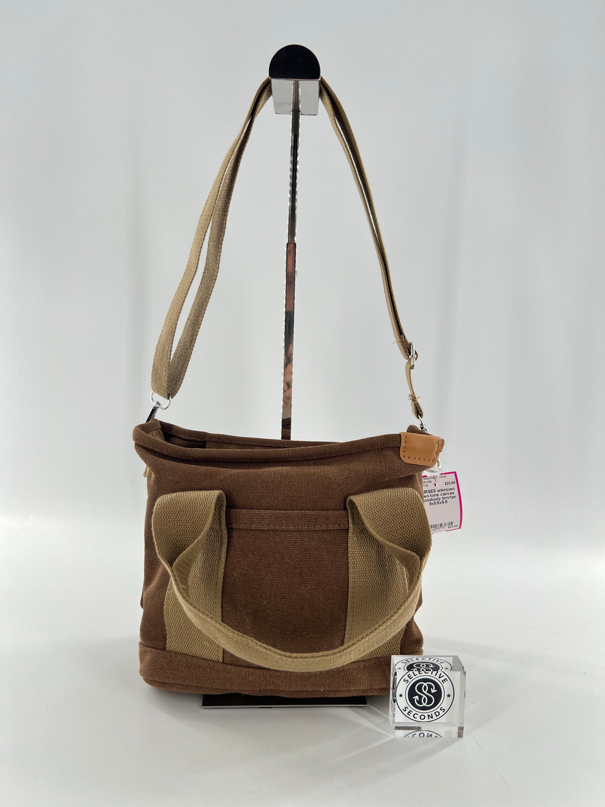 two-tone canvas crossbody