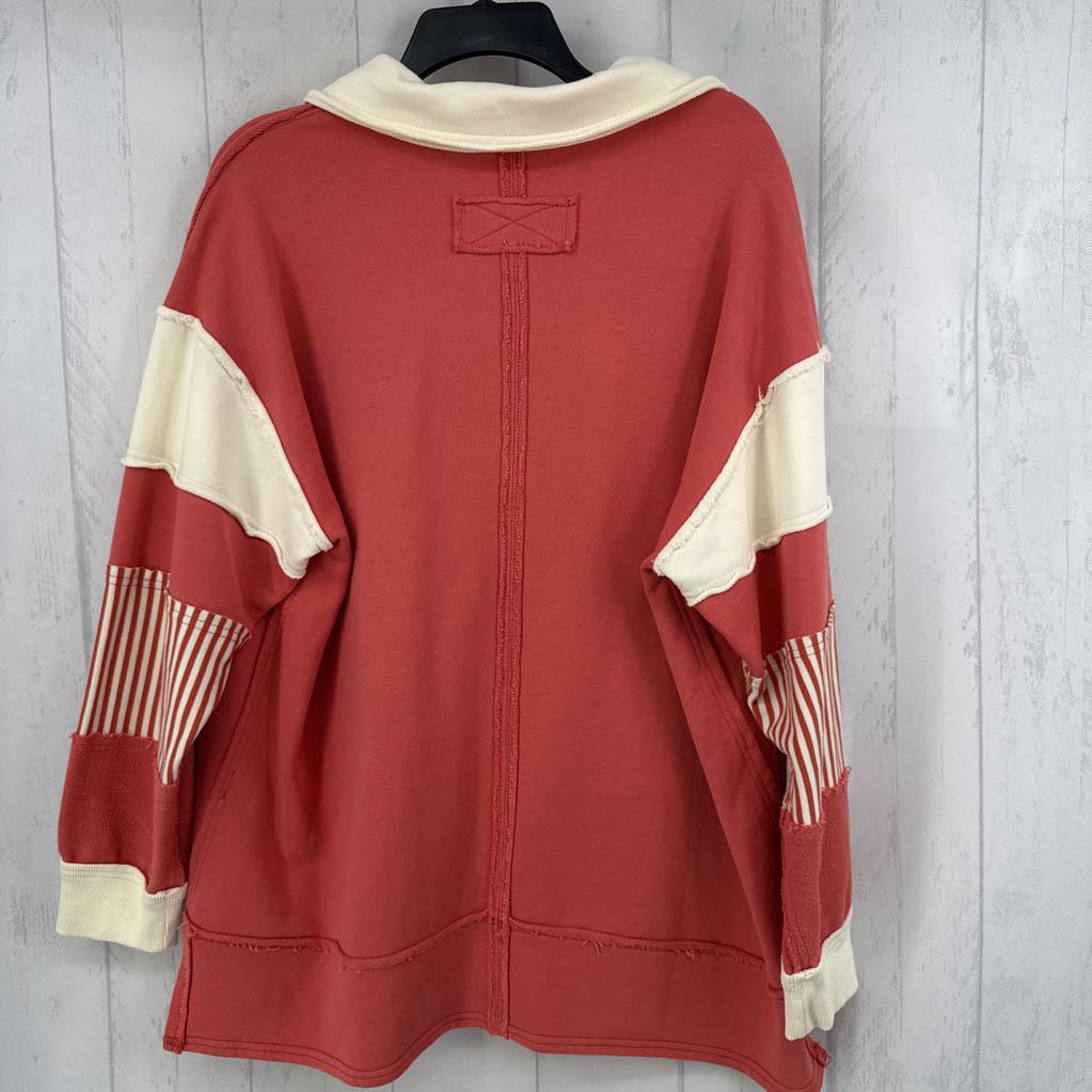 XL colorblock split neck l/s sweatshirt