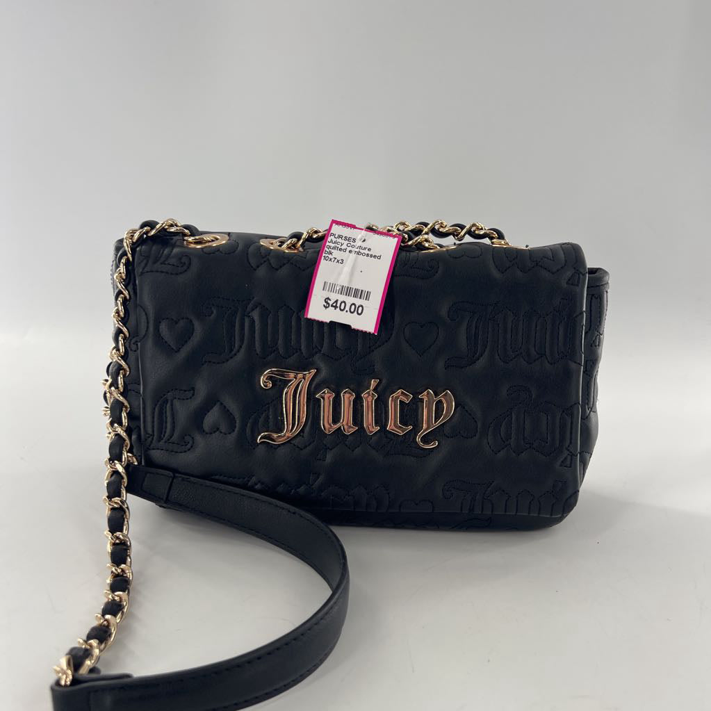 quilted embossed heart & script shoulder bag