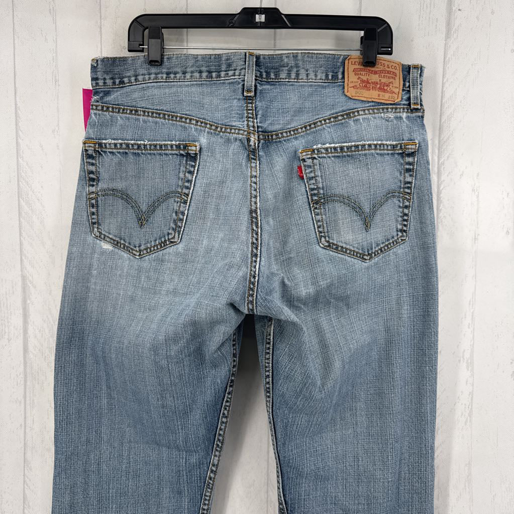 36/32 distressed straight leg jean