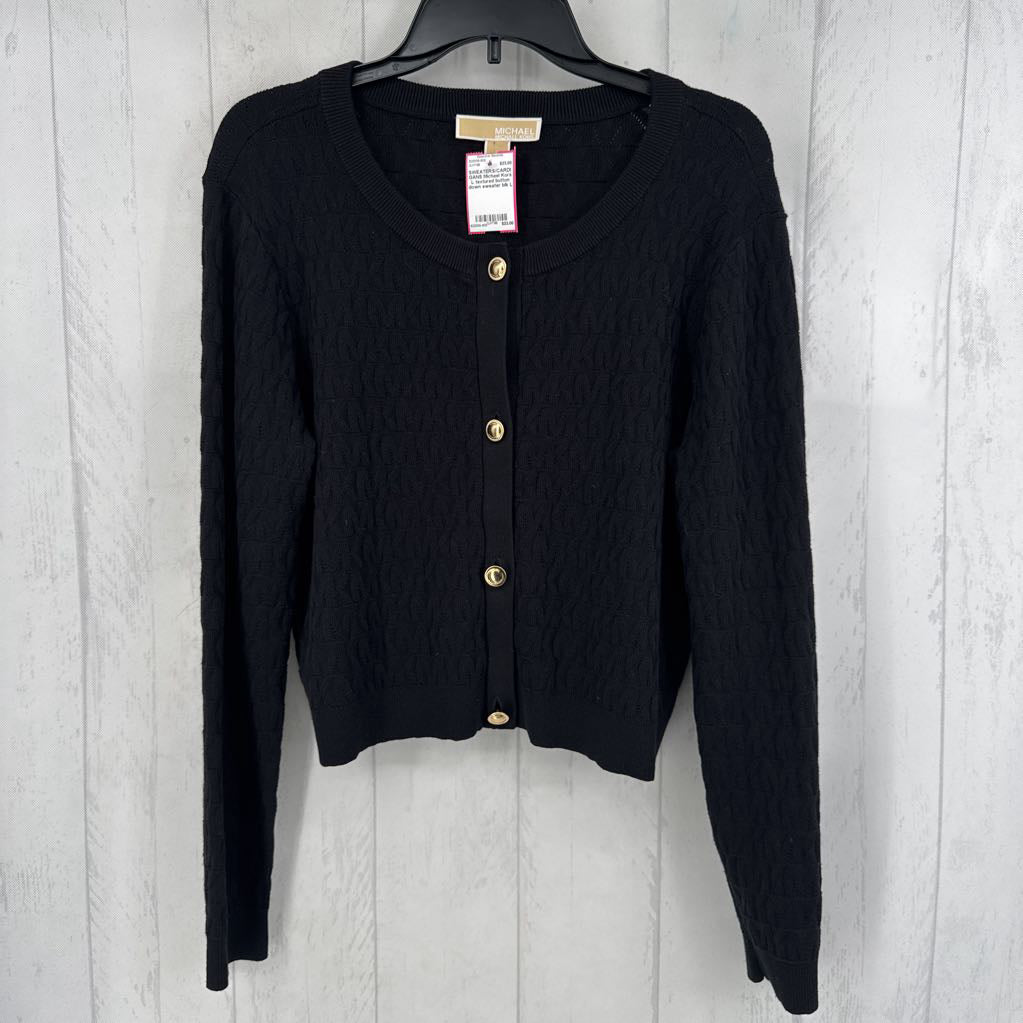 L textured button down sweater