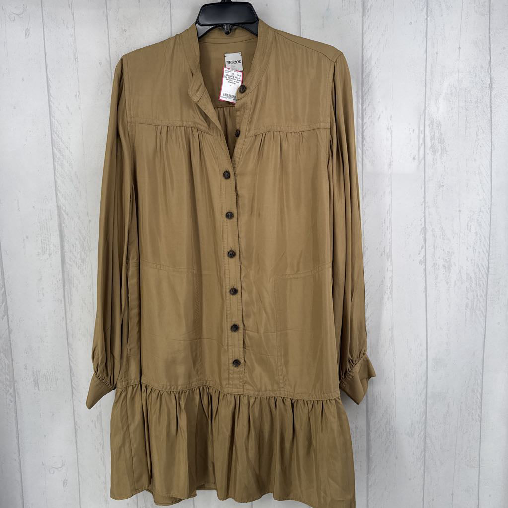 Sp button down tiered l/s dress