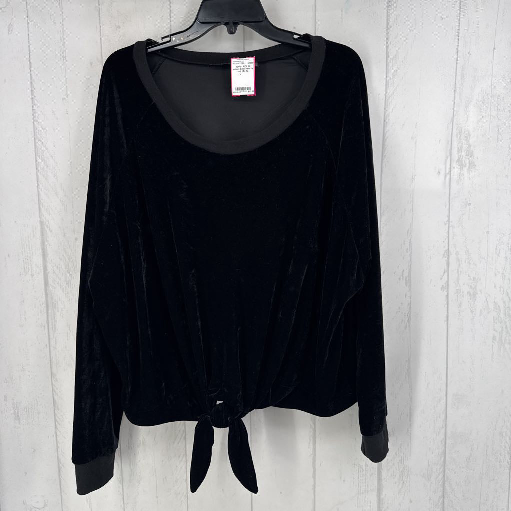 XL velvet bow hem l/s top