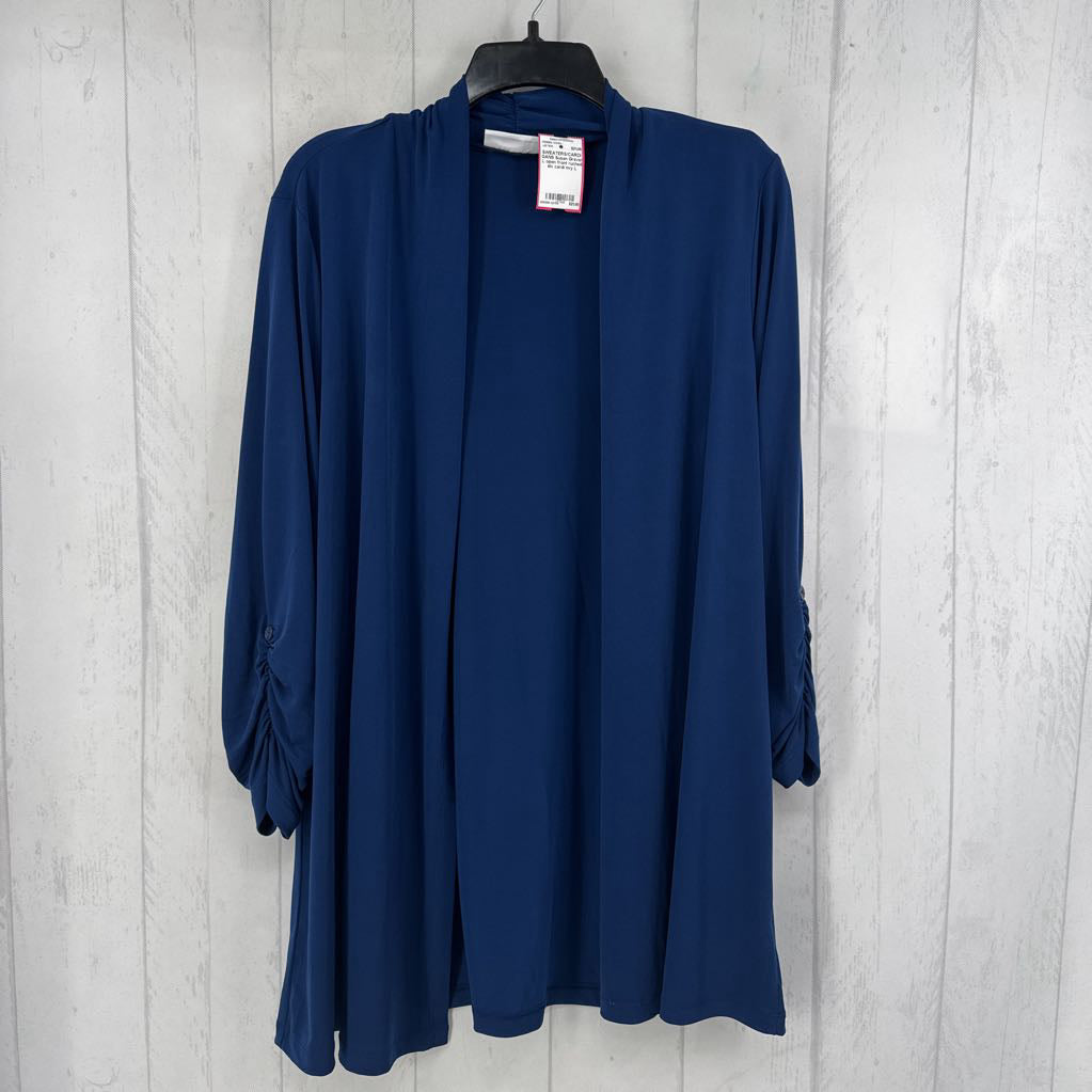 L open front ruched slv cardi