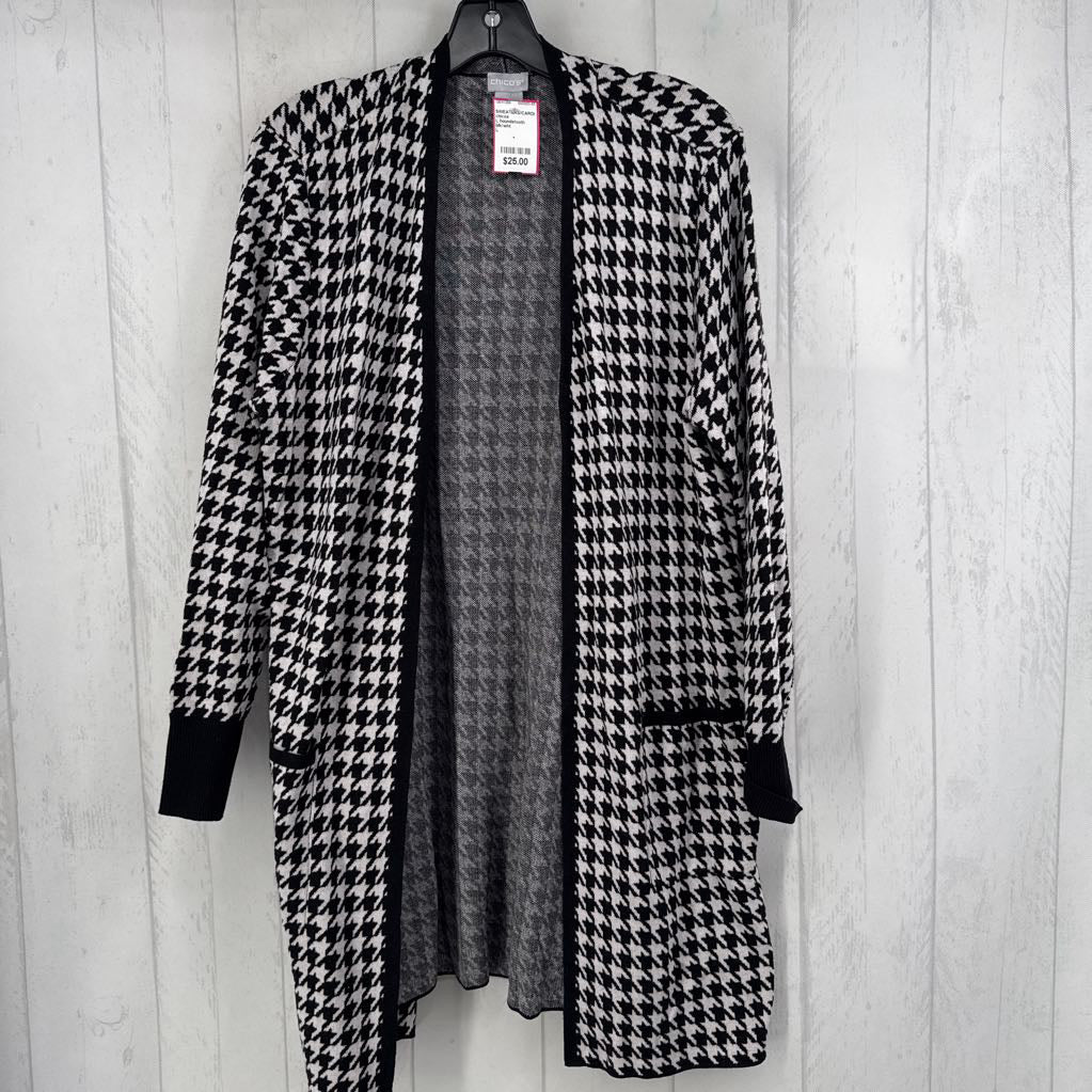 L houndstooth open front cardi