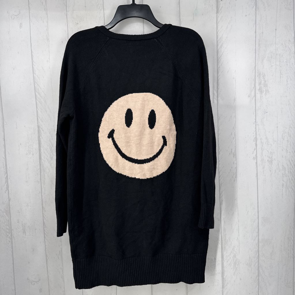 M smiley face open front cardi