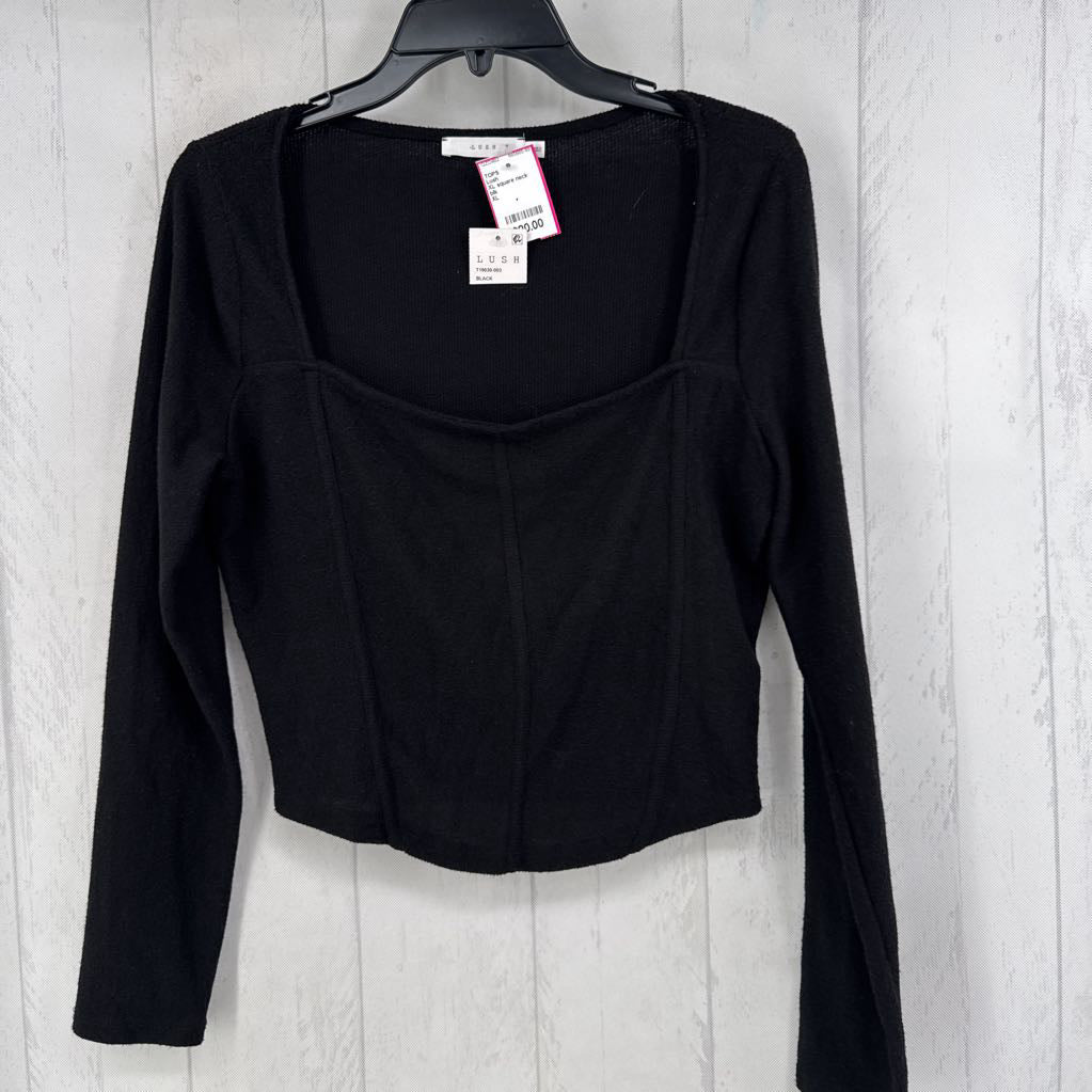 XL square neck crop l/s top